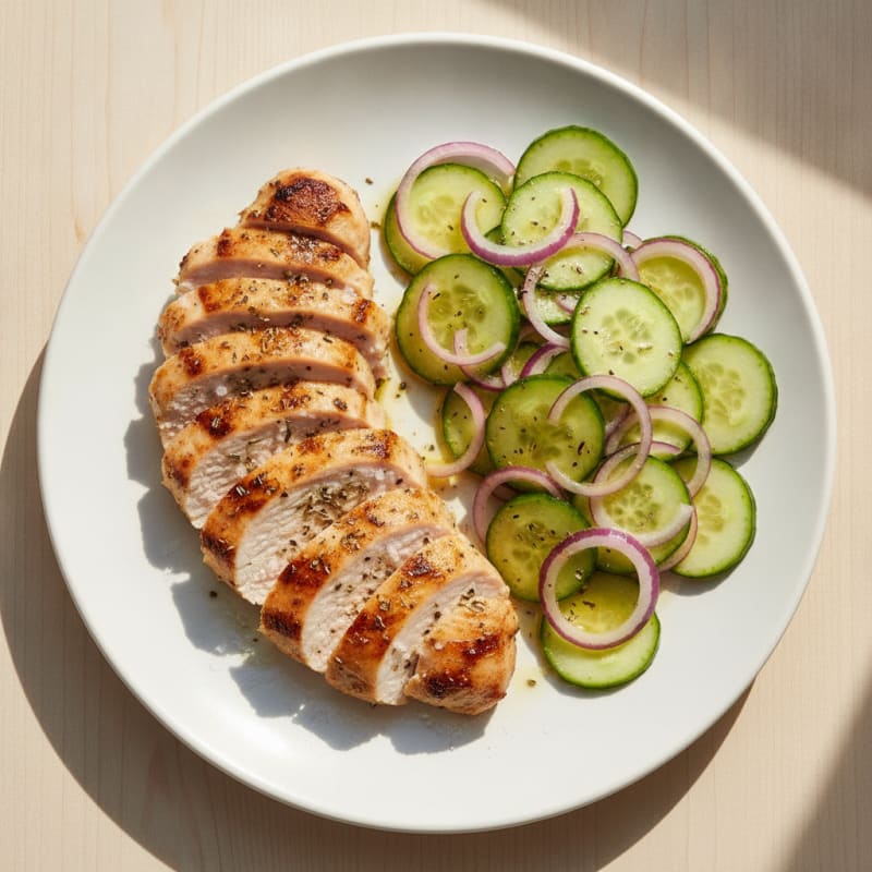 Grilled Turkey Breast with Cucumber Salad