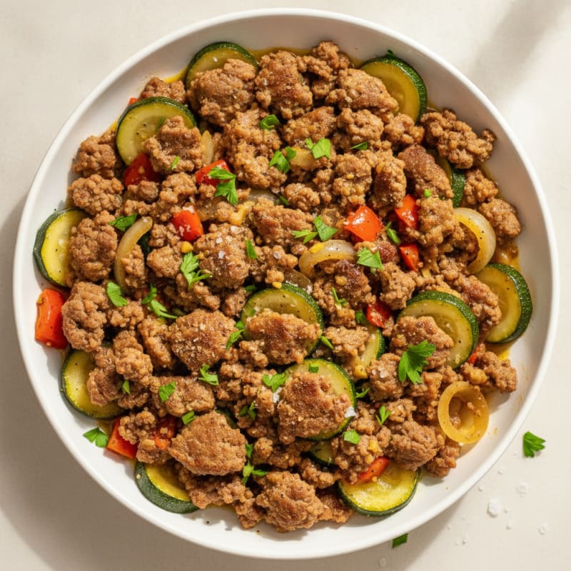 Garlic Herb Chopped Beef Skillet