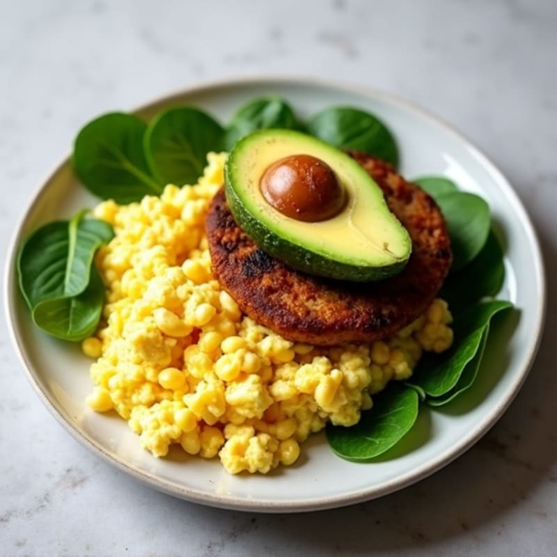 Egg White Scramble with Turkey Sausage and Spinach