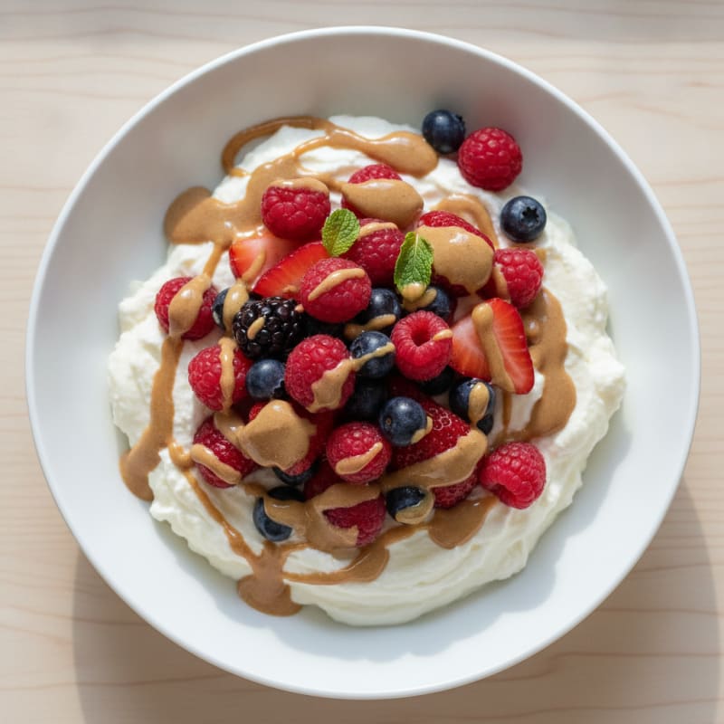 Silky Greek Yogurt Protein Pudding with Mixed Berries