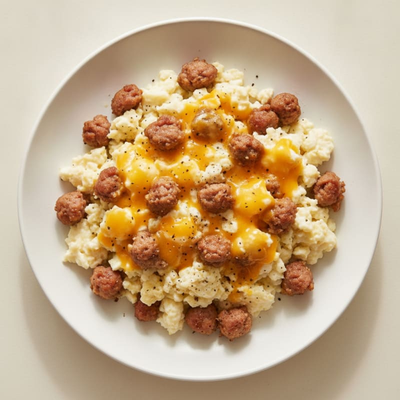Egg White and Turkey Sausage Scramble with Cheddar