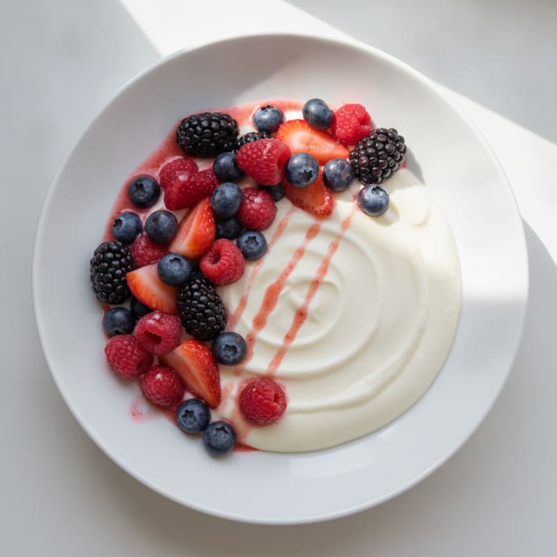 Silky Greek Yogurt Protein Pudding with Mixed Berries