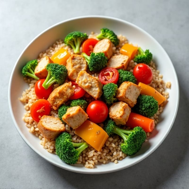 Chicken and Vegetable Stir-Fry with Brown Rice