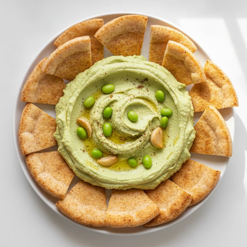 Edamame Hummus with Pita Chips