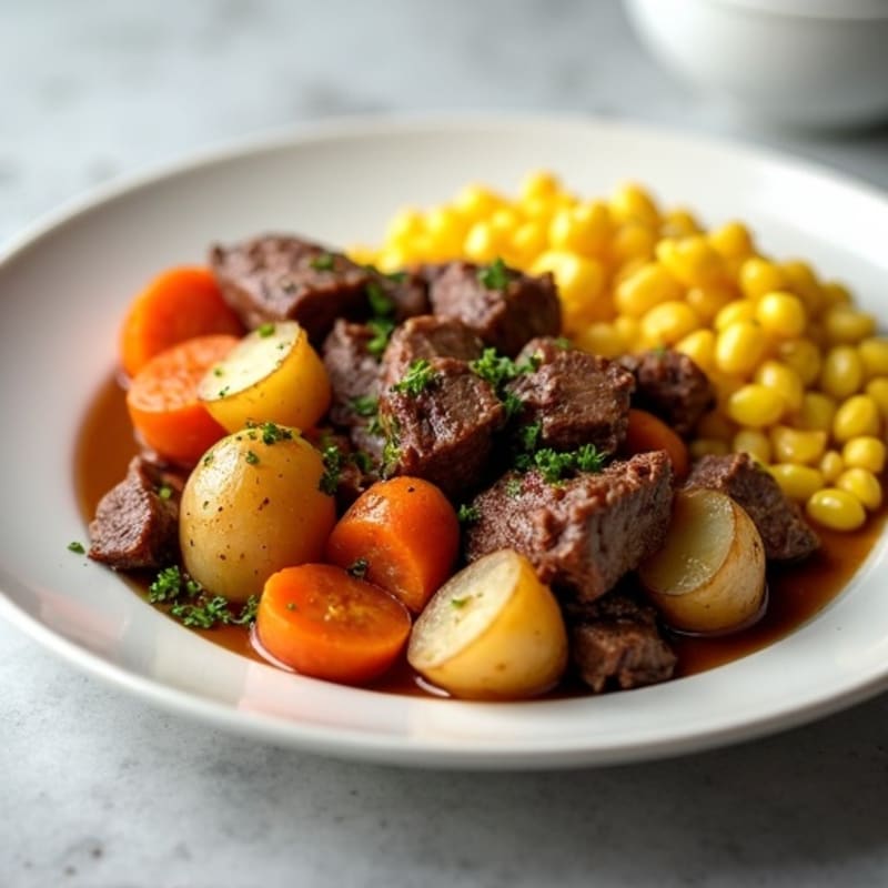 Lean Beef and Potato Skillet with Steamed Corn