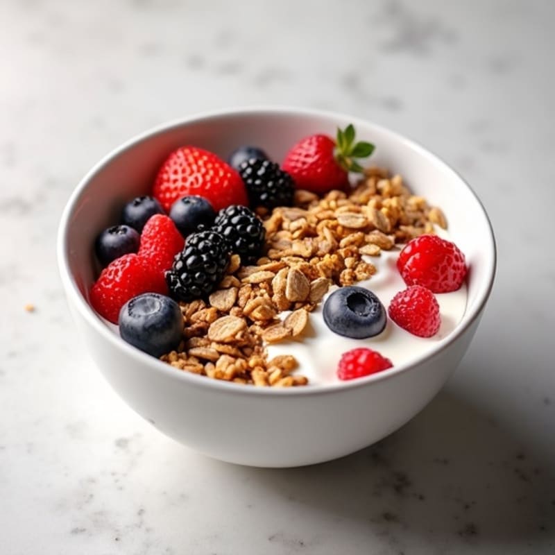 Creamy High-Protein Greek Yogurt with Fresh Berries and Crunchy Seed Granola