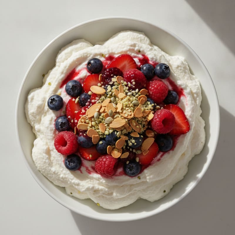 Greek Yogurt Protein Mousse with Mixed Berries