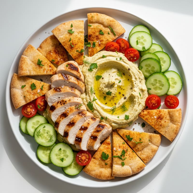 Zesty Herb Hummus Platter with Crispy Pita