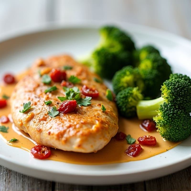 Creamy Sun-Dried Tomato Chicken with Roasted Broccoli