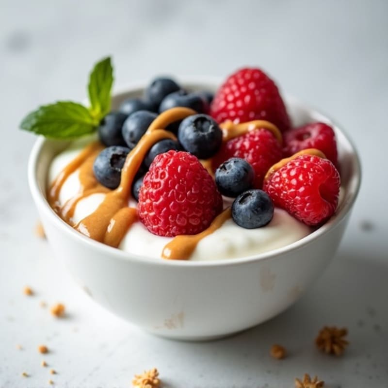 Greek Yogurt Protein Bowl with Mixed Berries and Almond Butter