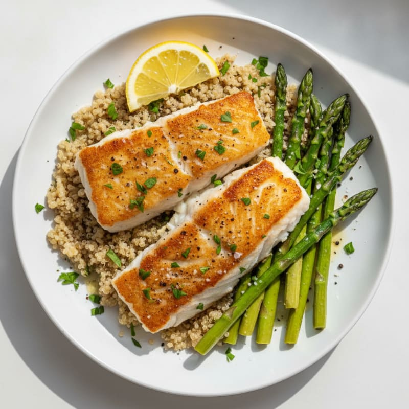 Pan-Seared Cod with Roasted Asparagus
