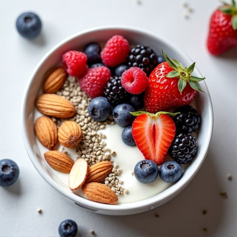 Silky Greek Yogurt Bowl with Hemp Seeds and Mixed Berries