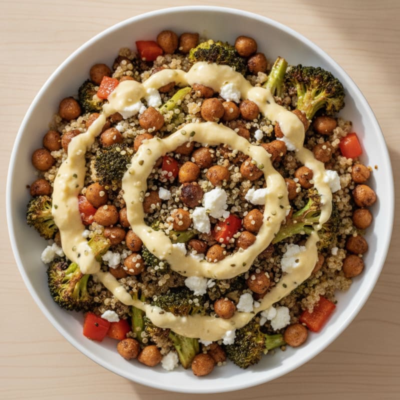 Roasted Vegetable and Chickpea Grain Bowl
