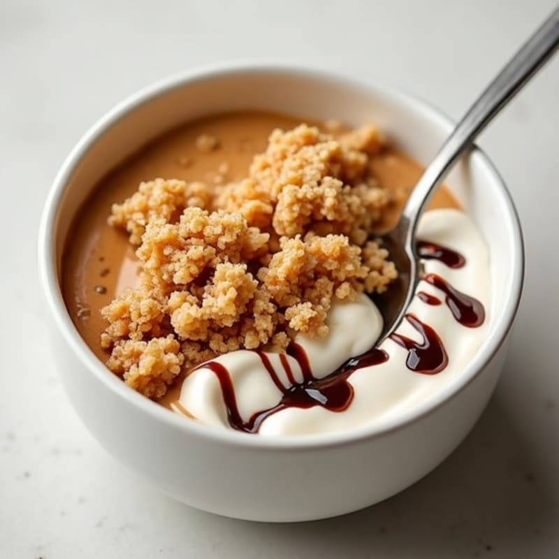 Creamy Greek Yogurt Bowl with Peanut Butter and Rice Cake Crumble