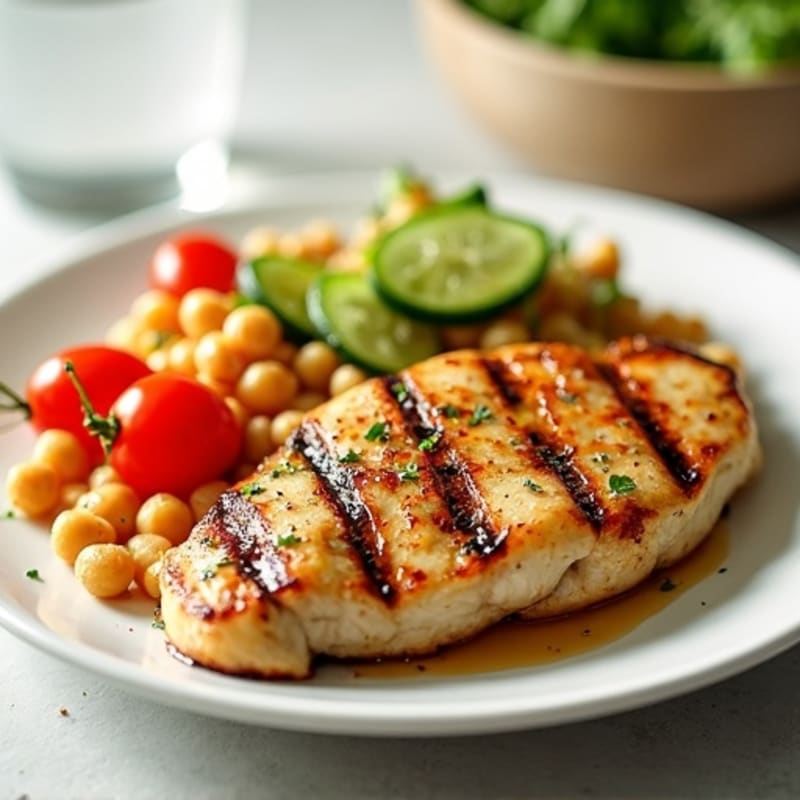 Grilled Chicken Breast with Crunchy Chickpea Salad