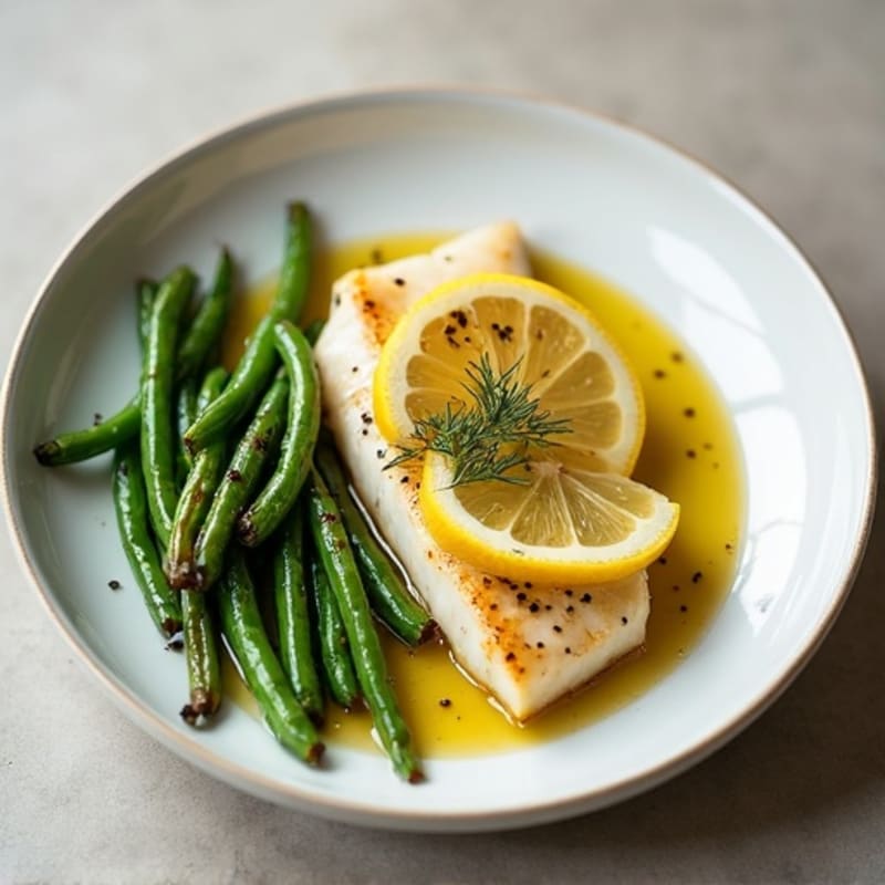 Lemon-Garlic Pan-Seared Tilapia with Roasted Green Beans