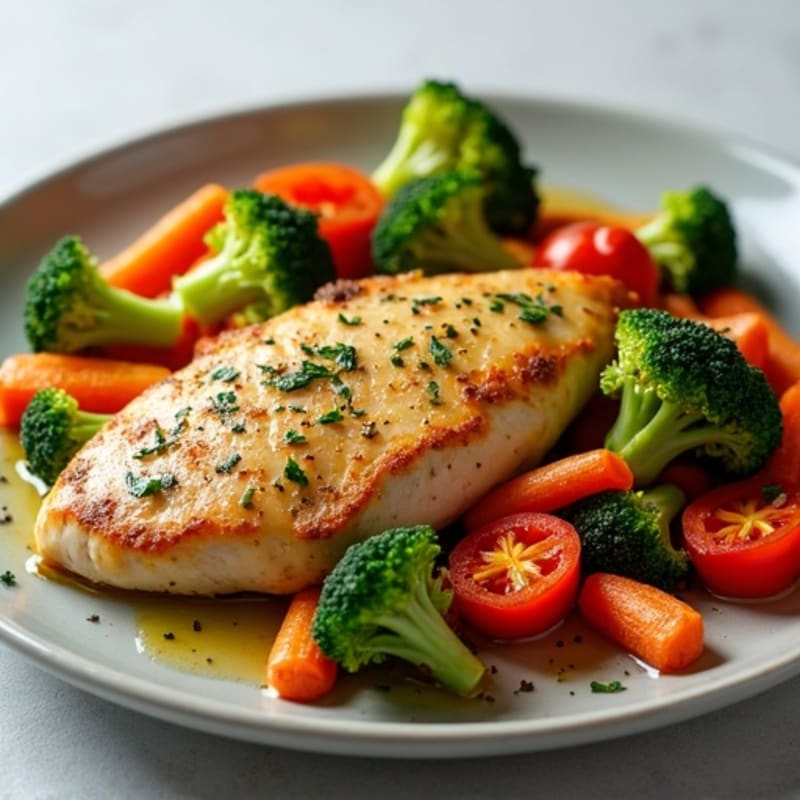 Herb-Crusted Pan Seared Chicken with Roasted Vegetables