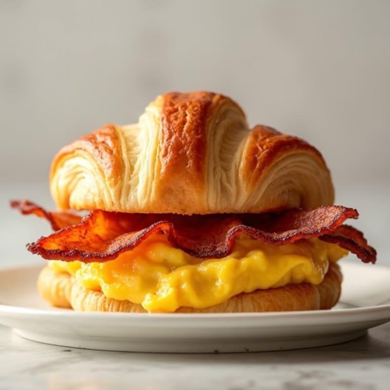 Crispy Bacon and Egg White Croissant Sandwich