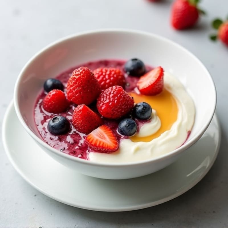 Creamy Greek Yogurt Cheesecake Bowl with Fresh Berries