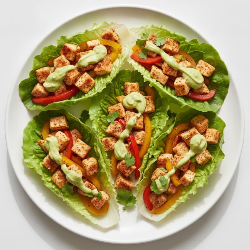 Chicken Lettuce Tacos with Avocado Crema