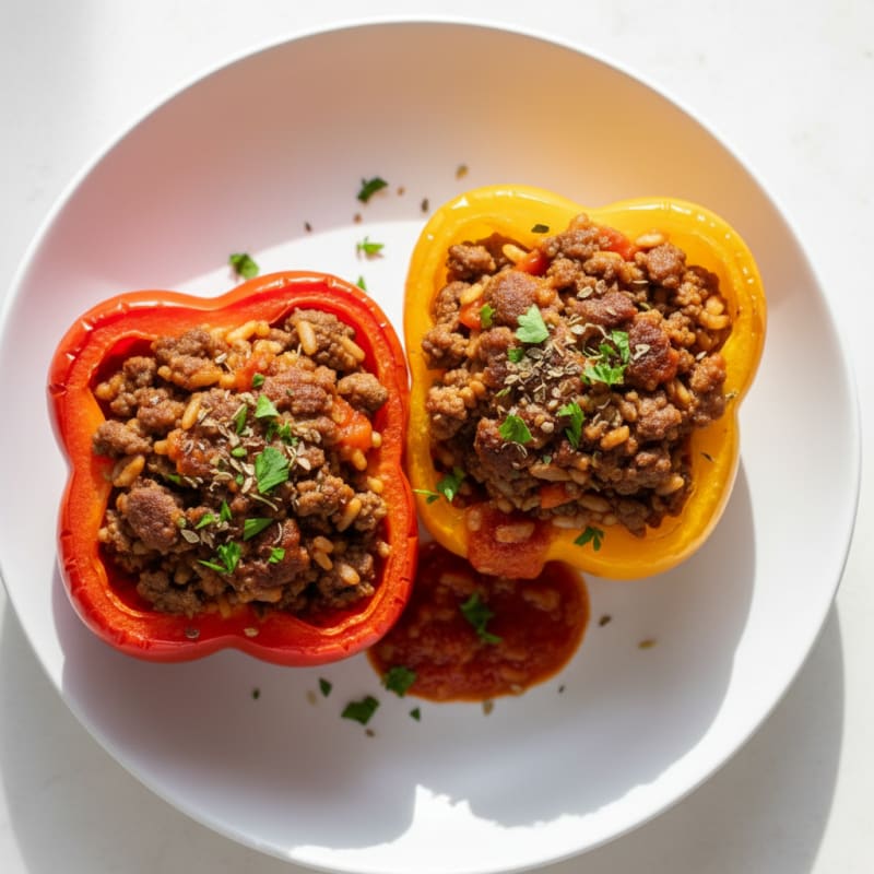Tender Beef and Rice Stuffed Peppers