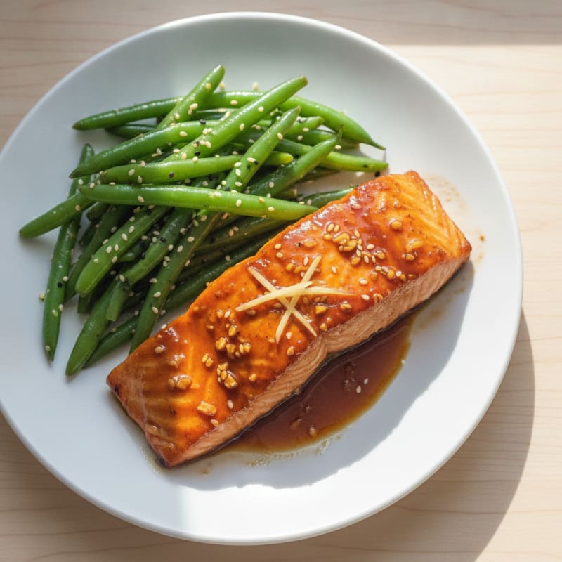 Teriyaki Glazed Salmon with Sesame Green Beans