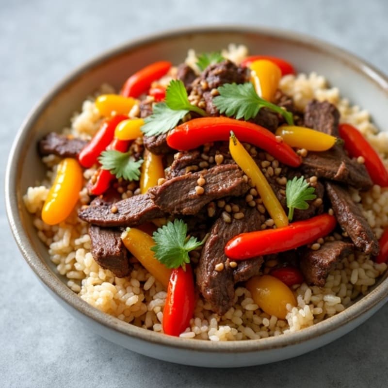 Lean Beef Stir-Fry with Bell Peppers and Brown Rice