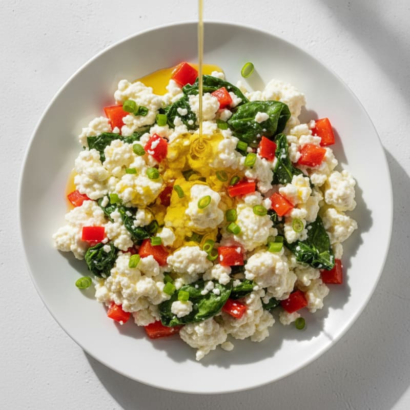 Egg White Veggie Scramble with Cottage Cheese