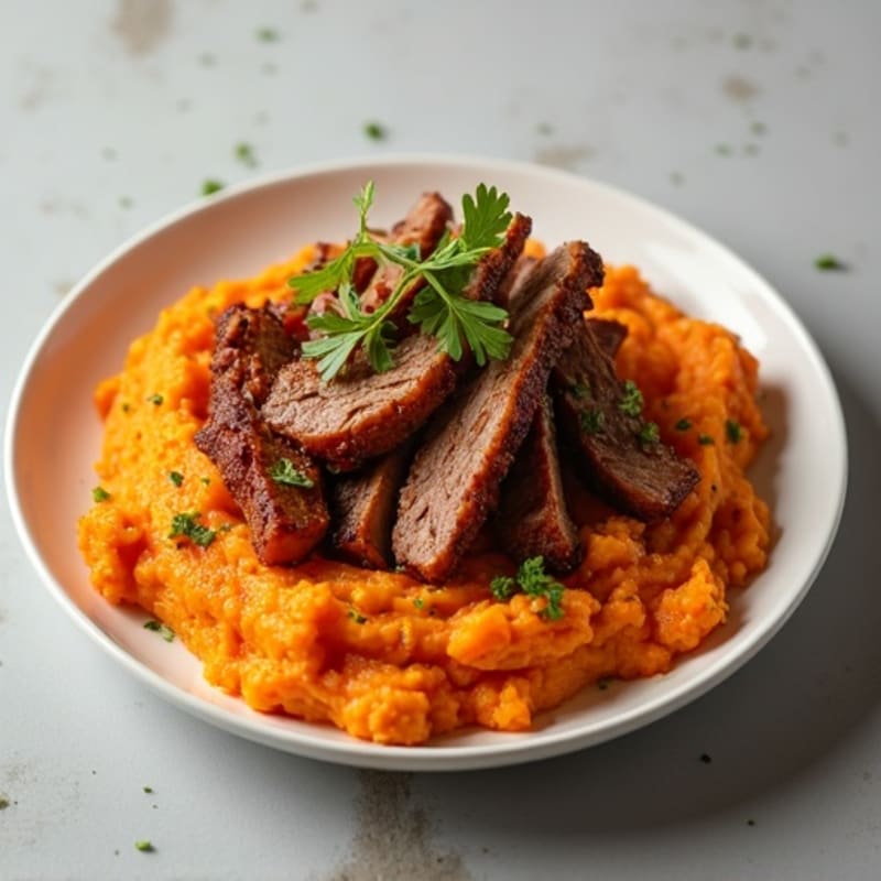 Smoky Pulled Pork with Sweet Potato Mash