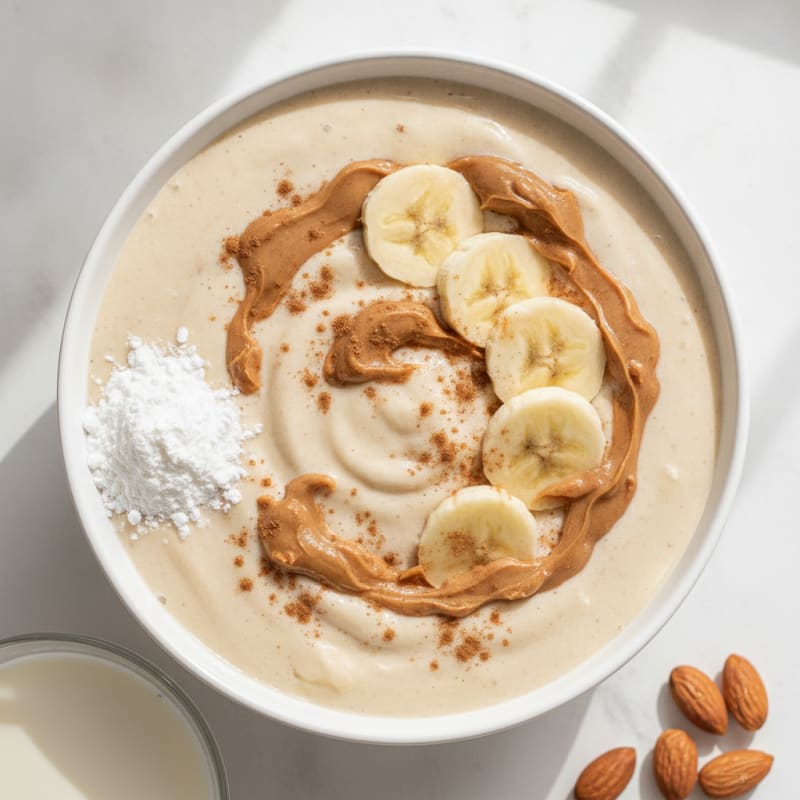 Vanilla Protein Shake with Peanut Butter and Banana