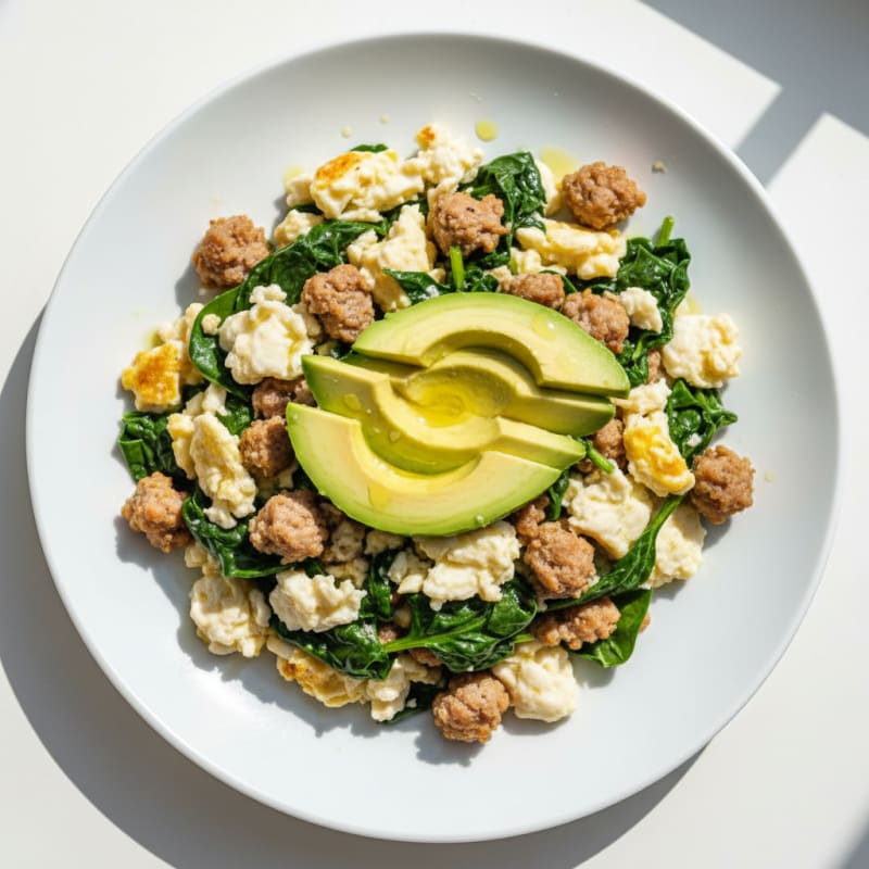 Egg White and Turkey Sausage Scramble with Spinach