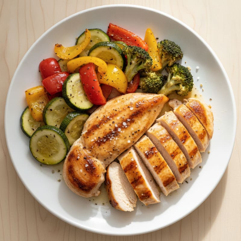 Pan-Seared Chicken Breast with Roasted Vegetables
