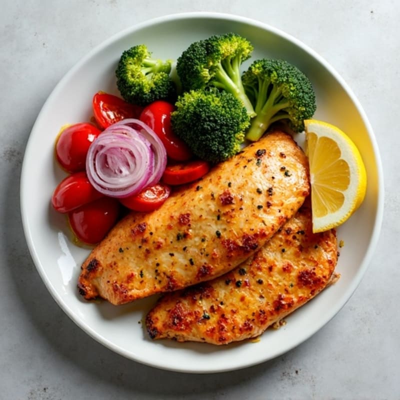 Sheet Pan Crispy Chicken and Flaky Salmon with Lemon-Garlic Roasted Vegetables