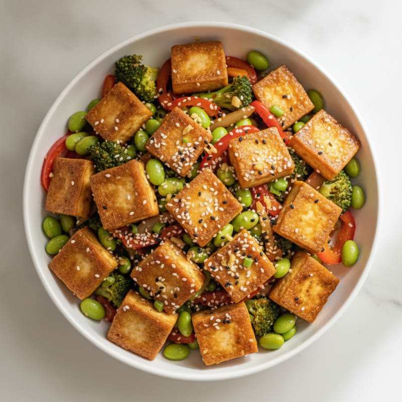 Sesame Tofu Stir-Fry with Mixed Vegetables