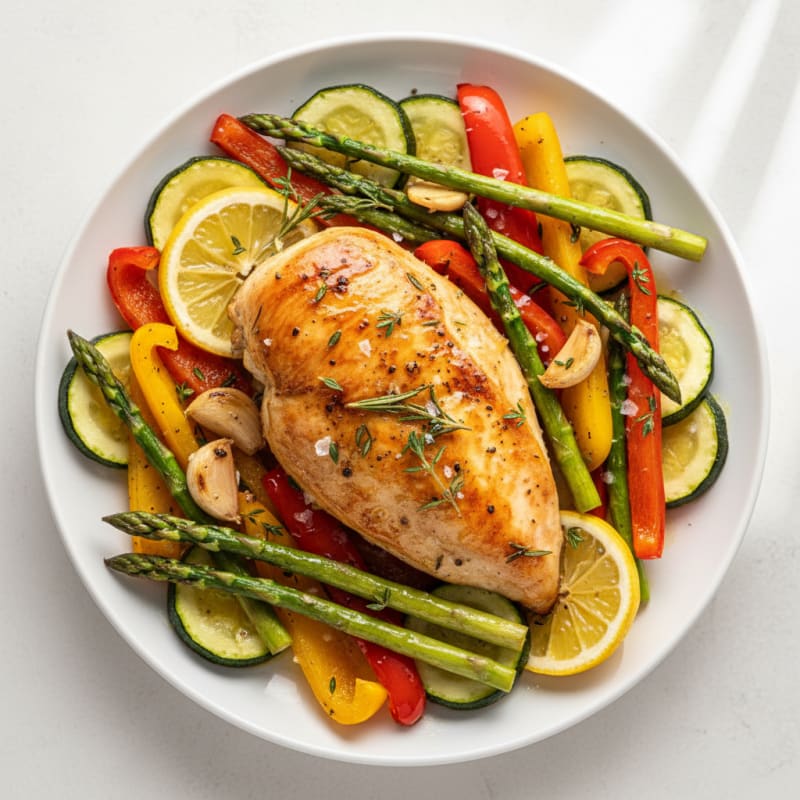Lemon-Herb Roasted Chicken with Garden Vegetables