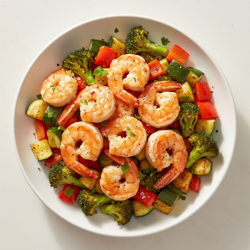 Zesty Garlic Shrimp with Roasted Vegetables
