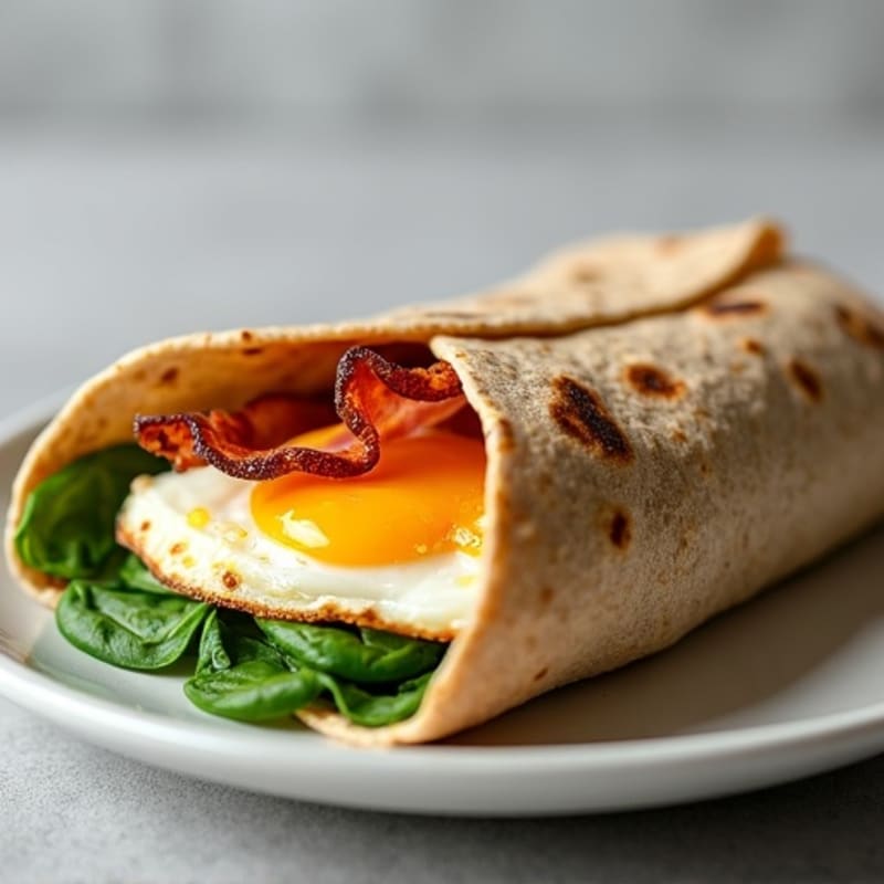 Crispy Turkey Bacon Egg White Wrap with Spinach