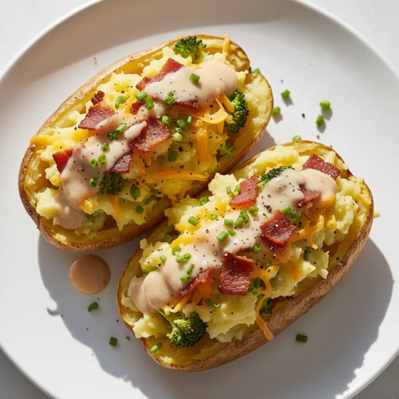 Crispy Bacon-Cheddar Stuffed Potatoes