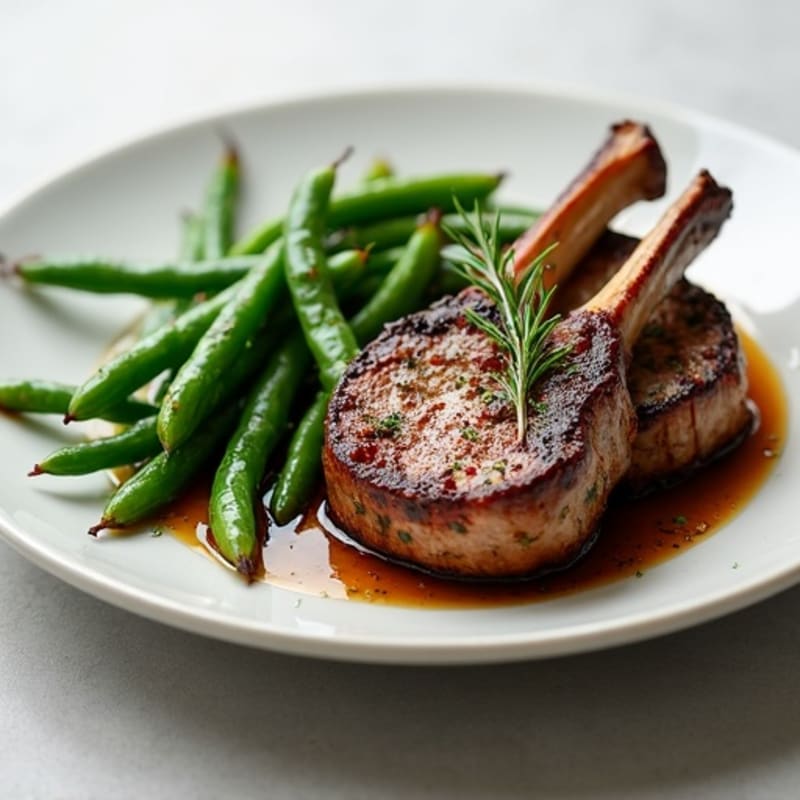 Herb-Roasted Lamb Chops with Crispy Green Beans
