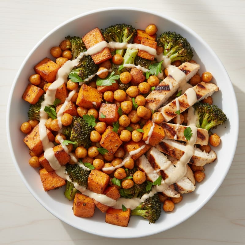 Roasted Chickpea and Sweet Potato Buddha Bowl