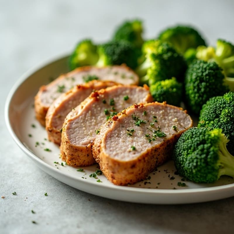 Herb-Crusted Pork Tenderloin with Garlic Broccoli