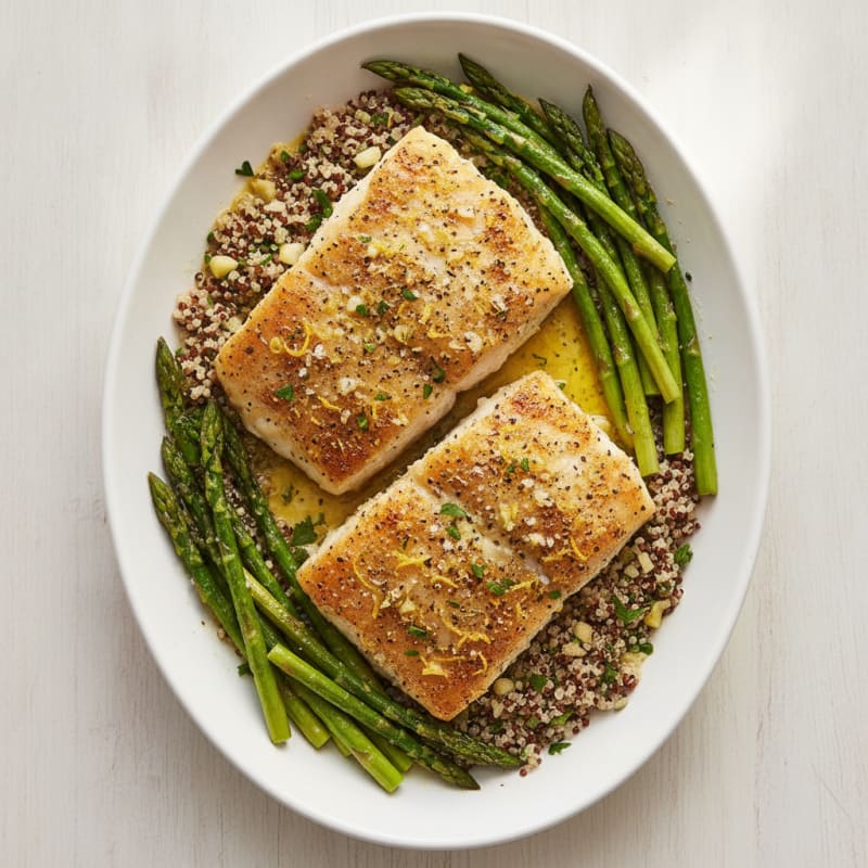 Lemon Herb Baked Cod with Asparagus