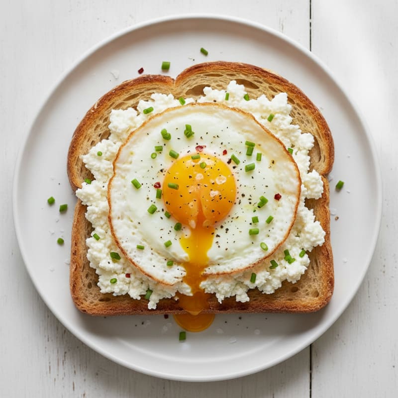 Savory Cottage Cheese Fried Egg Toast