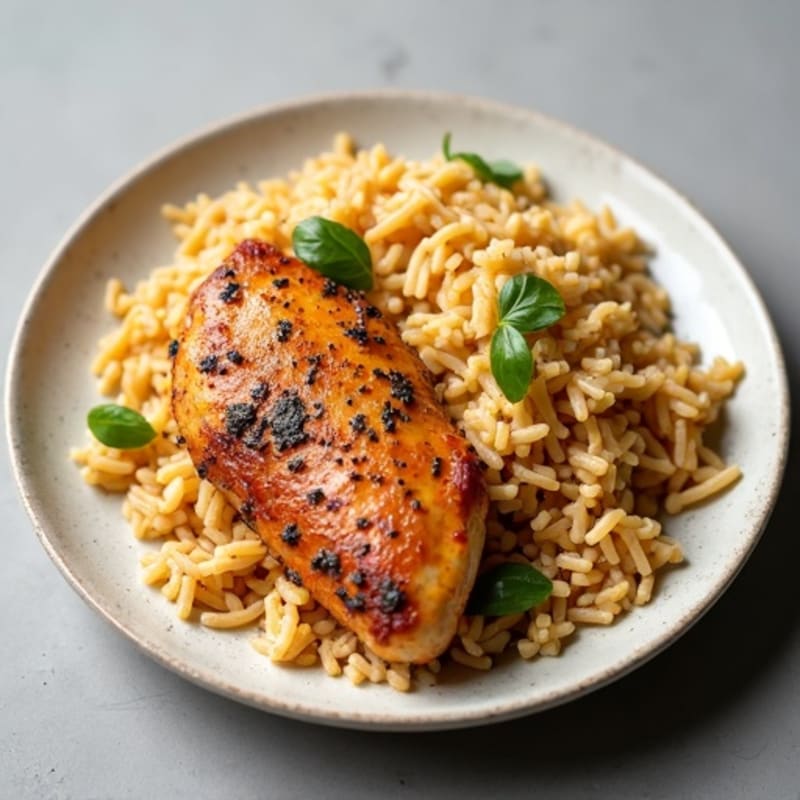 Lighter Creamy Spiced Chicken with Basmati Rice