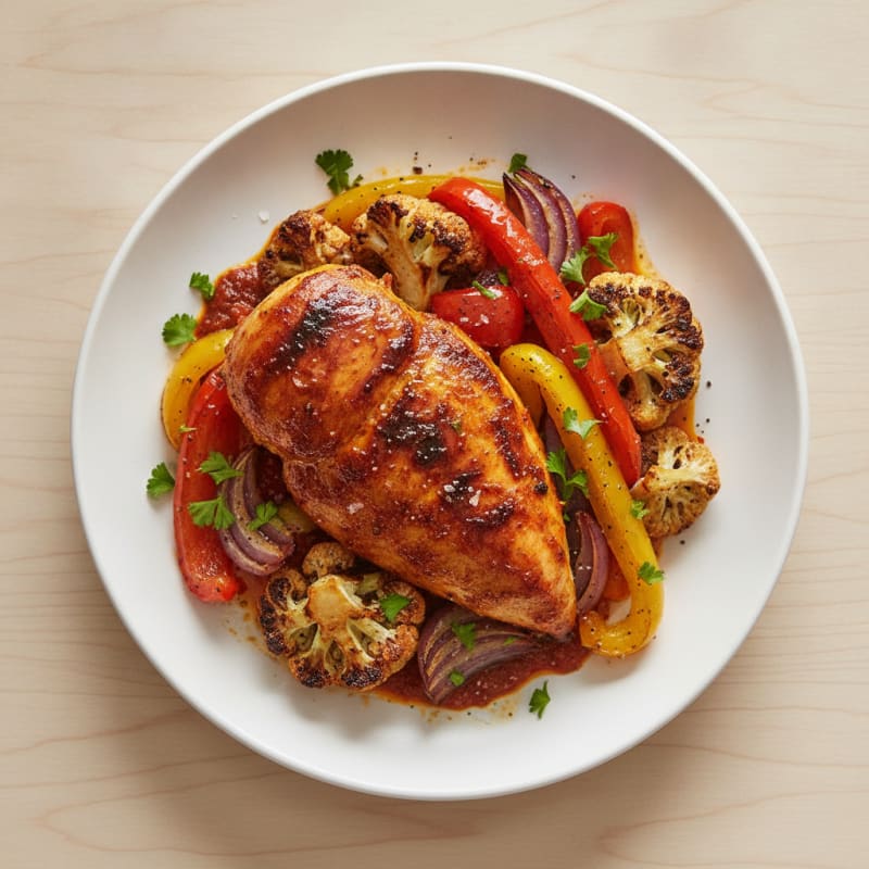 Spicy Harissa Chicken with Roasted Vegetables