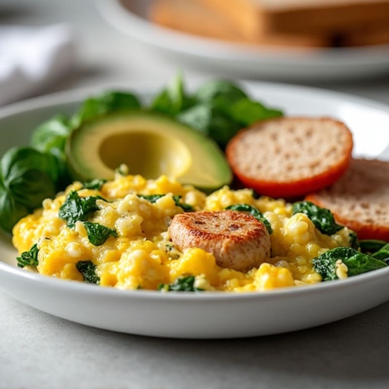 Egg White and Turkey Sausage Scramble with Spinach