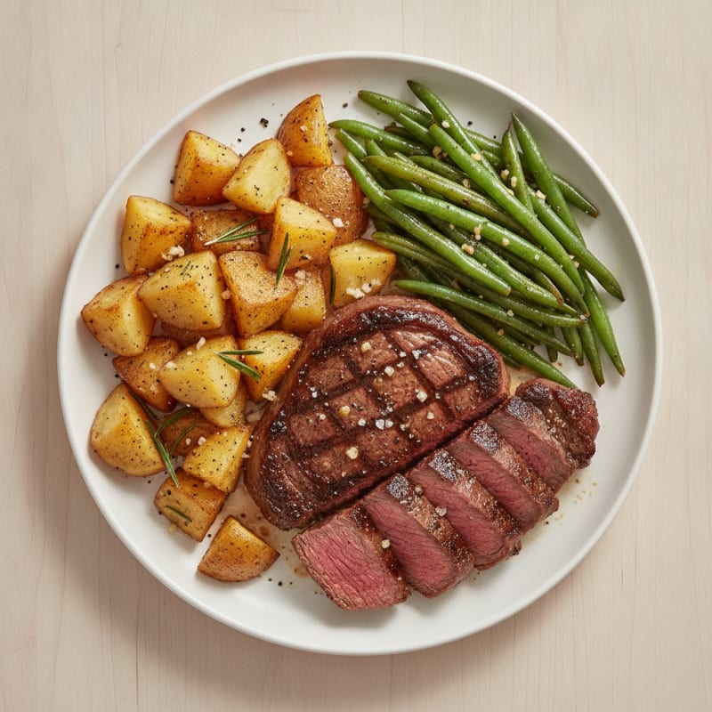 Pan-Seared Sirloin with Garlic Potatoes