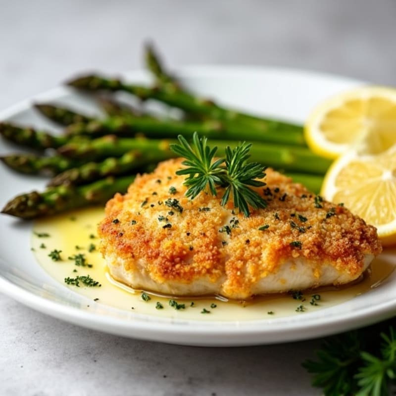 Crispy Lemon Herb Chicken with Roasted Asparagus