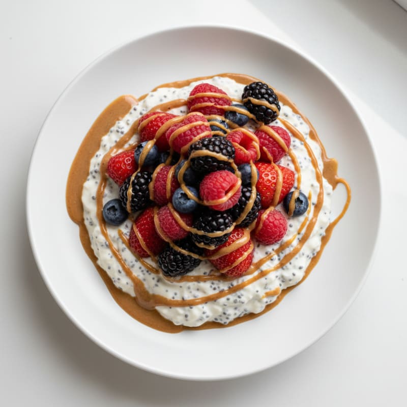 Silky Greek Yogurt Protein Pudding with Mixed Berries