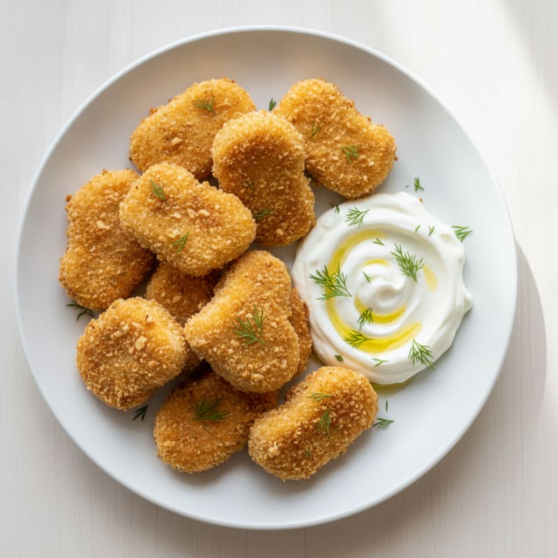 Baked Chicken Nuggets with Yogurt Dip